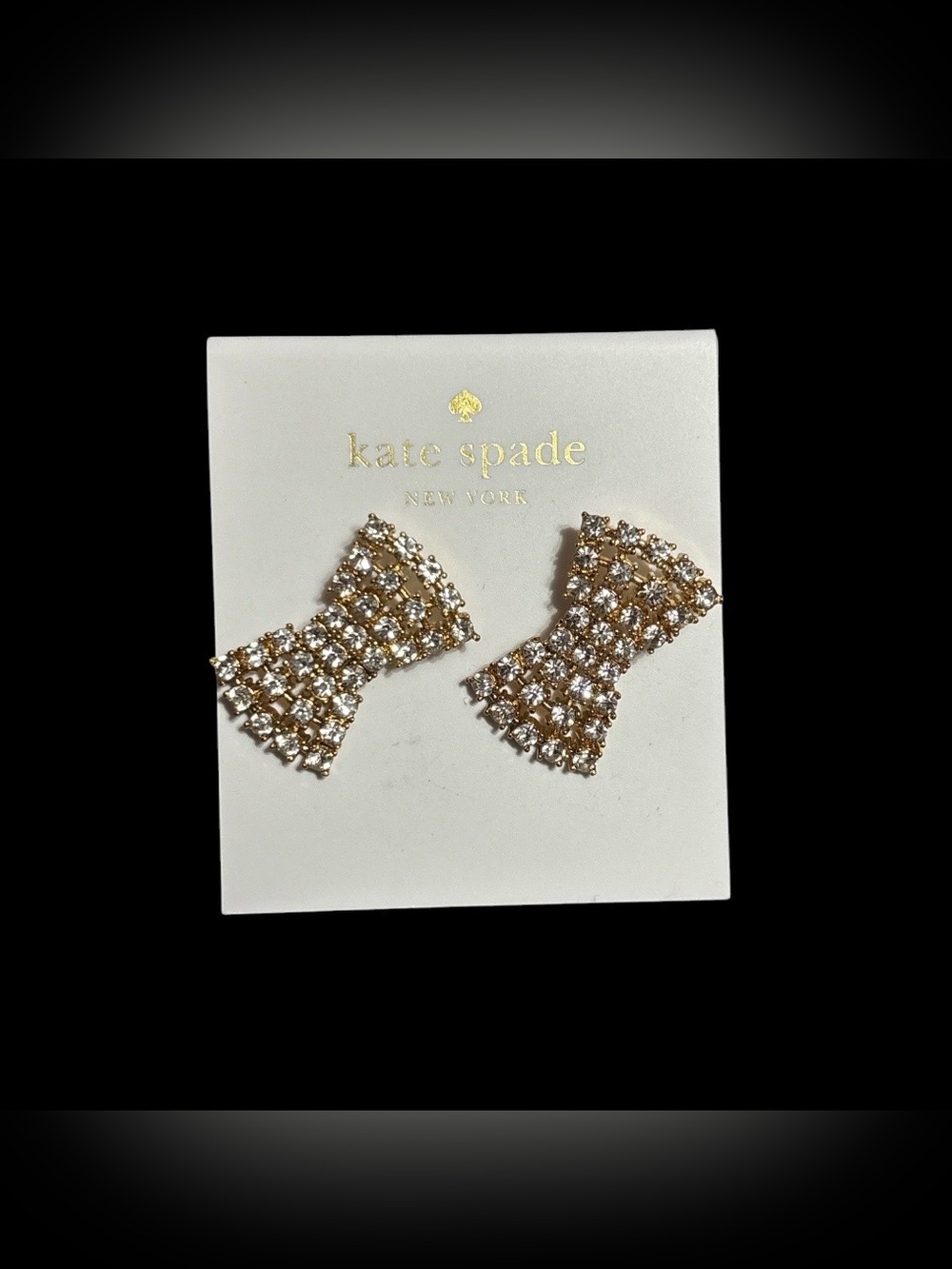 kate spade Gold Bow Crystal Cluster Earrings
